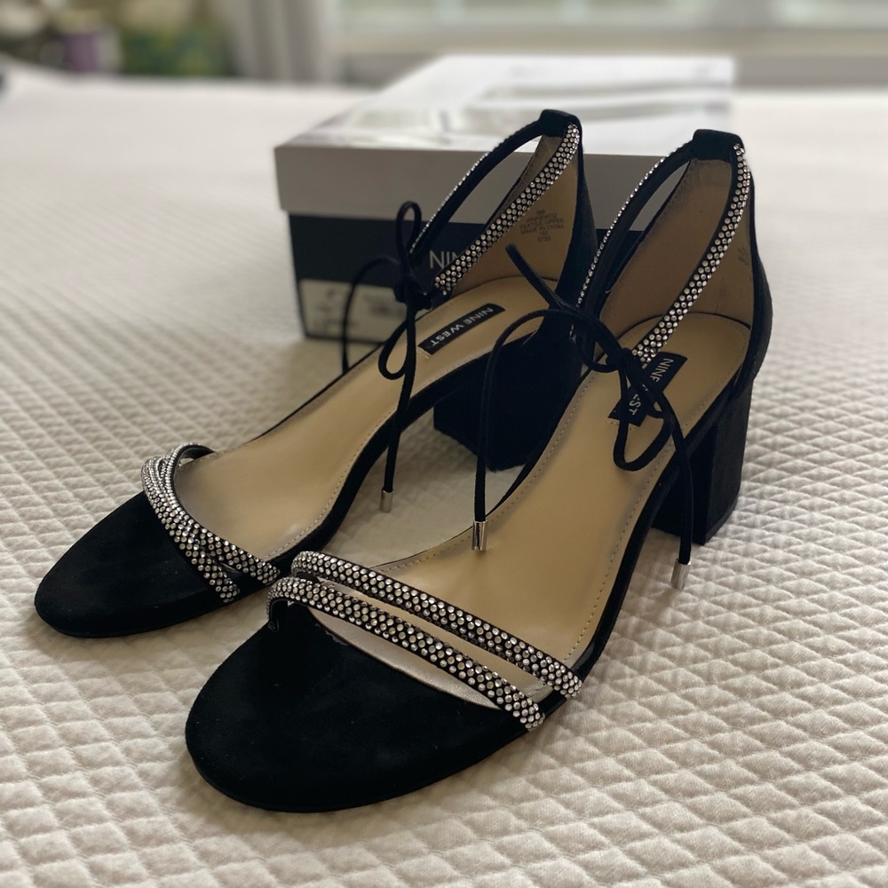 Nine West women’s Keiko block heel sandals, size 9M in black
